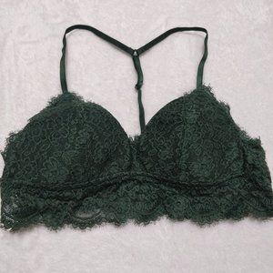 NWT Forest Green Aerie Romantic Lace Padded Bralette - US M